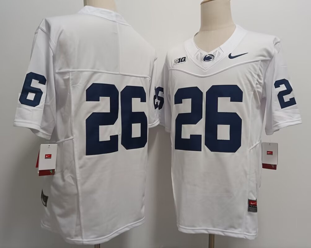 Men PENN STATE NITTANY LIONS #26 Saquon Barkley White 2024 Nike NCAA jersey